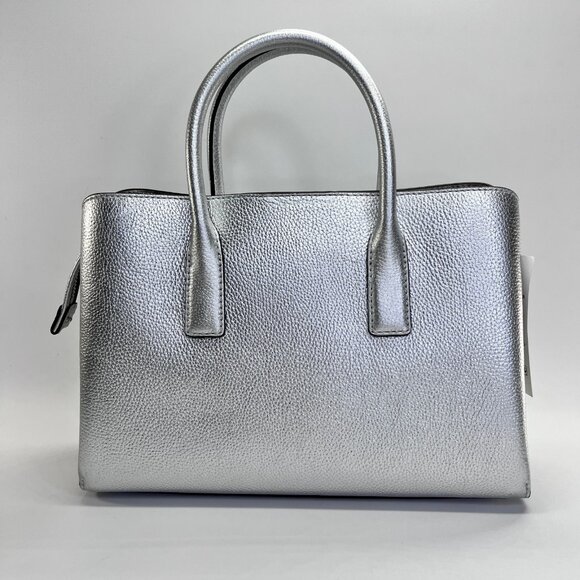 MICHAEL Michael Kors Ruthie Satchel Silver Leather Tote Elegant Handbag - Picture 2 of 13